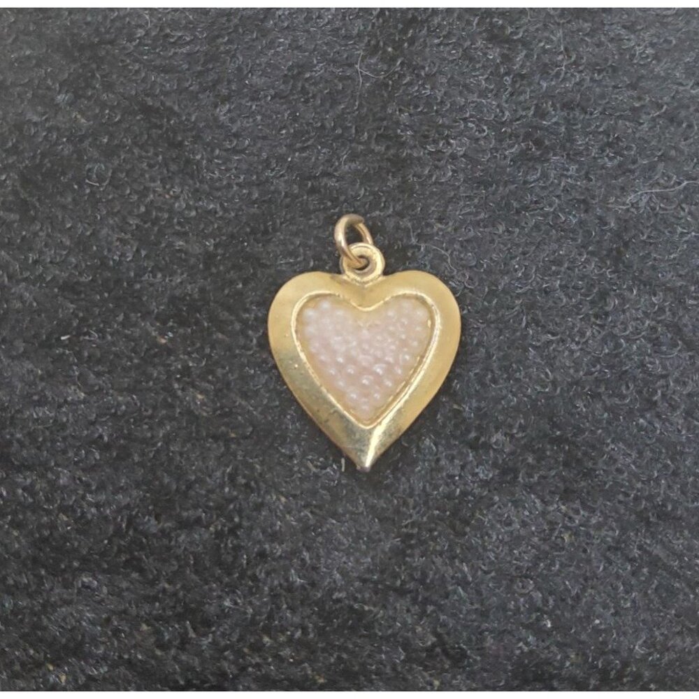 Vintage Gold-Tone Heart-Shaped Charm Pendant With Pink Center